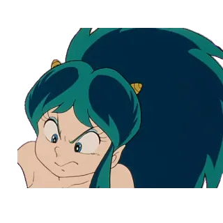 👿 146c8692 Lum Urusei Yatsura Anime, Manga, Urusei Yatsura, Lum, boos, uitdrukking telegram sticker