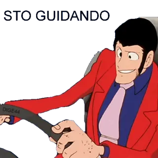 🚙 1b540a66 STO GUIDANDO Anime, Dessin animé, Conduite, Voiture, Veste rouge telegram sticker