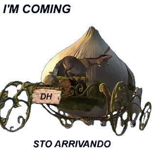 🚗 05890939 Donkey Shrek I'M COMING DH осел, карета, прибытие, анимация, сказка whatsapp sticker