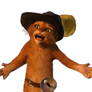 😳 3495843a Puss in Boots кот, киска, сапоги, шляпа, испуганный, мультяшный whatsapp sticker