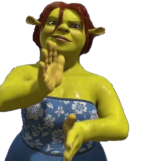 👺 c12936e4 Fiona Shrek анимированный, огр, принцесса, зеленый, фильм, хлопает whatsapp sticker
