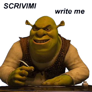 🖋 cd2f98e5 Shrek scrivimi write me огр, письмо, анимация, зеленый whatsapp sticker