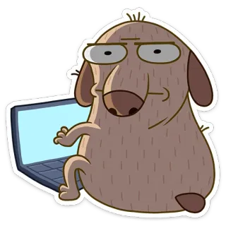 😠 e9e9abd1 Hund, Cartoon, Laptop, Computer, Tier, Lustig telegram sticker
