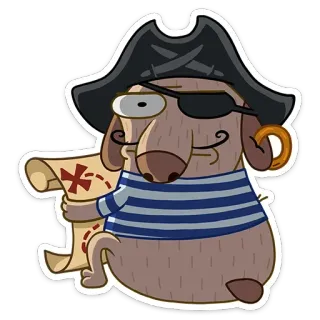 🗺 2065fcd8 pirate, cartoon, treasure map, dog, eye patch, hat, character telegram sticker