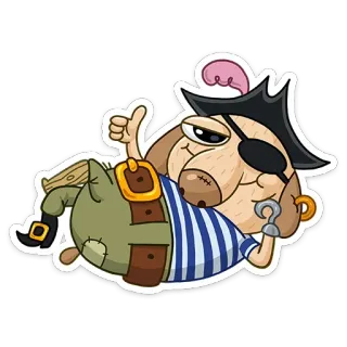 👍 52509413 pirate, dog, cartoon, eye patch, hook, Thumbs Up telegram sticker