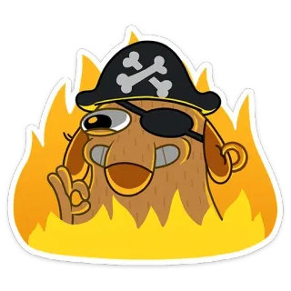 👌 76550982 dog, pirate, flames, cartoon, sticker, humor, bones telegram sticker
