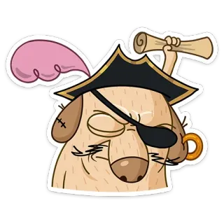 😣 a9ea907e pirate, dog, cartoon, scroll, eyepatch, hat, treasure map telegram sticker