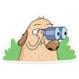 👀 fabe0f74 หมา, กล้องส่องทางไกล, มอง, การ์ตูน, สัตว์, สังเกต, ตา telegram sticker