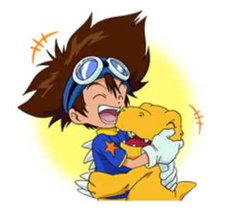 😄 528f694b Tai Kamiya Digimon digimon, anime, kartun, karakter, monster digital, tai, persahabatan telegram sticker
