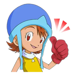 👍 7e405e24 Hikari Yagami Digimon Anime, Kartun, Gadis, Jempol ke atas, Digimon, Hikari Yagami telegram sticker
