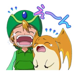 😭 cb3e80a9 Takeru 'T.K.' Takaishi Digimon Adventure anime, digimon, menangis, sedih, air mata, kartun, karakter telegram sticker