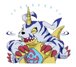 😄 edfbaee8 Gabumon Digimon digimon, gabumon, anime, imut, kartun, stiker telegram sticker