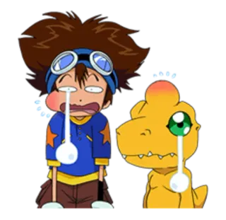 😢 eedb6ff6 Tai Kamiya Digimon anime, menangis, Digimon, sedih, kartun, karakter telegram sticker
