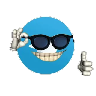 😎 29cc38e1 이모지, 멋진, 엄지 척, 선글라스, 미소, 파란색, 얼굴 telegram sticker