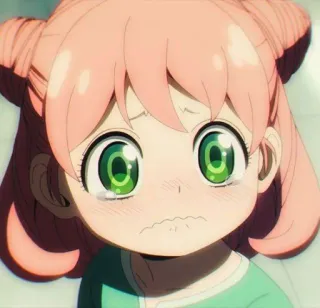 🥺 000d9b85 Anya Spy x Family Аниме, Spy x Family, Аня Форджер, Грустный, Плачущий, Ребенок, Зеленые глаза, Розовые волосы whatsapp sticker