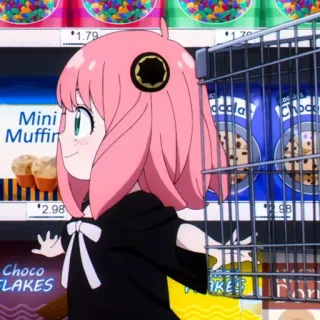 🥜 52059976 Anya Forger Spy x Family Аниме, Супермаркет, Розовые волосы, Аня, Spy x Family, Мультфильм, Девочка whatsapp sticker
