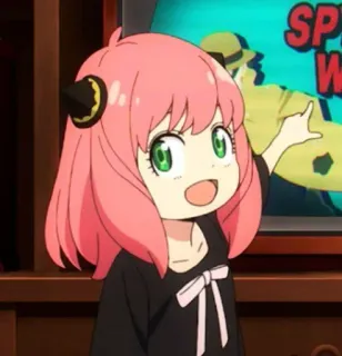 👍 77ee85f6 Anya Forger Spy x Family Аниме, Spy x Family, Аня Форджер, Мультфильм, Иллюстрация, Розовые волосы, Милый whatsapp sticker