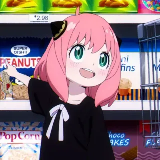 🥜 c433fe5a Anya Forger Spy x Family PEANUTS Аниме, Девушка, Персонаж, Милый, Арахис, Супермаркет, Шопинг, Манга whatsapp sticker