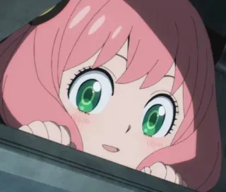 🤔 f41680de Anya Forger Spy × Family Аниме, Милый, Мультфильм, Розовые волосы, Зеленые глаза, Spy Family, Аня whatsapp sticker