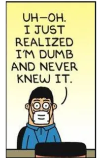 😣 6b64d32f UH-OH. I JUST REALIZED I'M DUMB AND NEVER KNEW IT. cartoon, strip, masker, dom, realiseerde telegram sticker