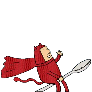 👋 6bcfff94 duivel, lepel, rood pak, cartoon telegram sticker