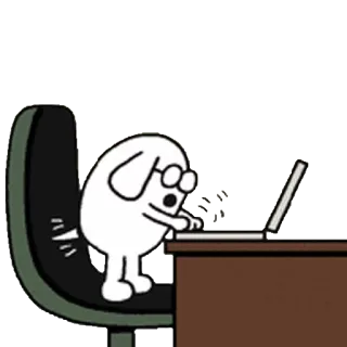 🙃 e9f24968 cartoon, hond, computer, kantoor, grappig, dier, personage telegram sticker