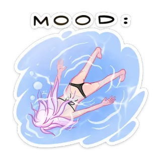 😒 197152f0 MOOD: ambiance, natation, noyade, eau, illustration, anime telegram sticker