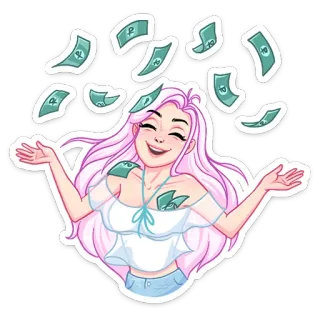 💸 e567307b argent, richesse, succès, dessin animé, femme, roubles, devise telegram sticker