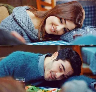 😇 952450c6 @kever_sahin 情侣, 睡觉, 爱, 可爱, 快乐, 浪漫, 人物 telegram sticker