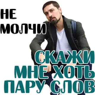😍 f8c3f844 НЕ МОЛЧИ СКАЖИ МНЕ ХОТЬ ПАРУ СЛОВ мужчина, русский, текст, речь telegram sticker