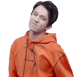 😊 0cc6352f ALL DAY I DGA 连帽衫, 肖像, 橙色, 人物, 青少年, 风格 whatsapp sticker