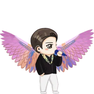 😇 bdfaa614 歌手, Q版, 翅膀, 表演, 麦克风, 卡通 whatsapp sticker