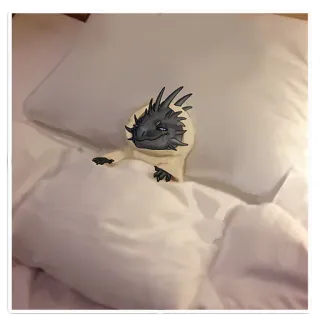 🥱 1dd66037 lagarto, dragón, durmiendo, cama, lindo telegram sticker