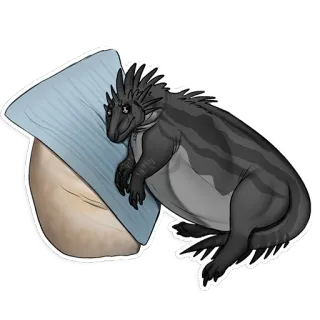 😢 522fc4fa dinosaurio, reptil, durmiendo, almohada, puf telegram sticker