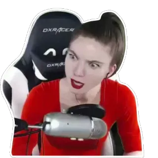 😦 79480b2c woman, gamer, streaming, microphone, chair telegram sticker