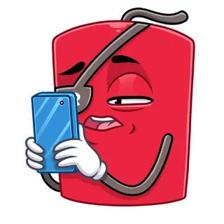 🤳 9a3cda71 만화, 이모지, 캐릭터, 빨간색, 핸드폰, 안대 telegram sticker