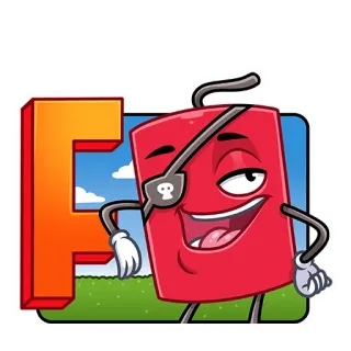 😏 ba8134ec F 만화, 글자 F, 다이너마이트, 해적, 안대, 폭발물 telegram sticker