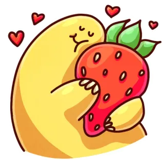 😘 4149cfe6 kawaii, stroberi, cinta, imut, kartun, blob, hati telegram sticker