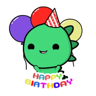 🥳 22529ef8 HAPPY BIRTHDAY dinosaurier, geburtstag, party, ballons, feier, süß, cartoon telegram sticker