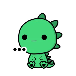 😑 7ad28b91 ... dinosaurier, niedlich, grün, cartoon, denkend, frage telegram sticker