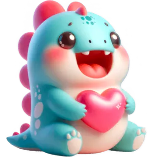 ❤️ c3f25409 lindo, dinosaurio, corazón, dibujos animados, kawaii, animal, pegatina whatsapp sticker