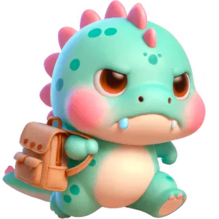 😮‍💨 ce1b3c22 dinosaurio, lindo, dibujos animados, animal, mochila whatsapp sticker