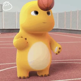 😊 e4748c17 Dino dinosaurier, cartoon, süß, spielen, dino, basketball whatsapp sticker