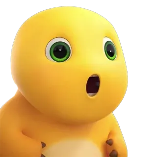 😯 8102a518 dinosaure, dessin animé, jaune, mignon, animé, surprise, peur telegram sticker