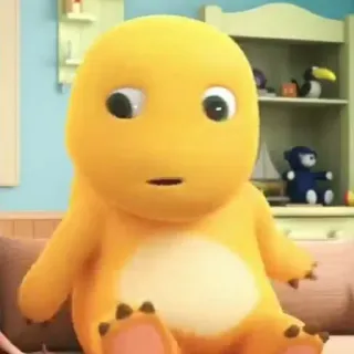 🦖 566f3849 ไดโนเสาร์, น่ารัก, สีเหลือง, การ์ตูน, สัตว์, ของเล่น telegram sticker