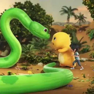 🐣 6e63cc84 งู, ไดโนเสาร์, เด็กผู้ชาย, แอนิเมชั่น, การ์ตูน telegram sticker