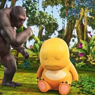 🧽 03137648 cartoon, animal, gorilla, cute, sad, yellow telegram sticker