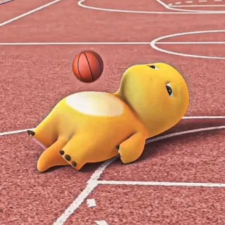 🧽 0469d0a5 yellow, dinosaur, basketball, fail, cute, cartoon telegram sticker
