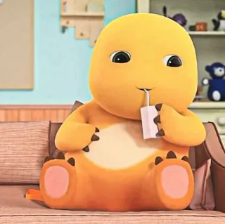 🧽 07f3609d Dino Dino Ranch dinosaur, cartoon, cute, baby, orange telegram sticker