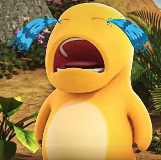 🧽 25fe7580 crying, yellow, cartoon, dinosaur, sad, tears telegram sticker